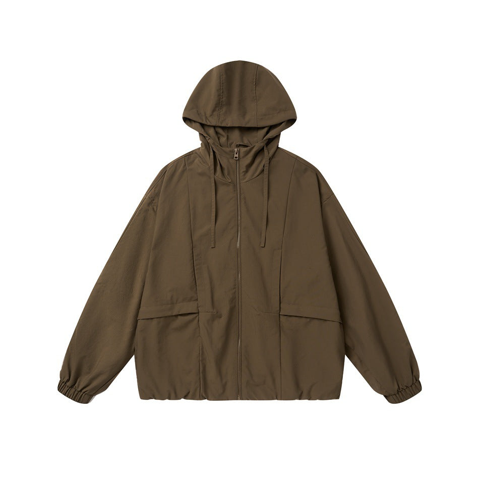 Unisex Oversize-Kapuzenblouson mit elastischem Saum und Utility-Taschen Drune