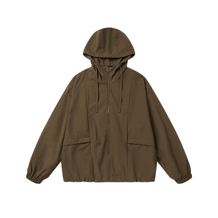 Unisex Oversize-Kapuzenblouson mit elastischem Saum und Utility-Taschen Drune