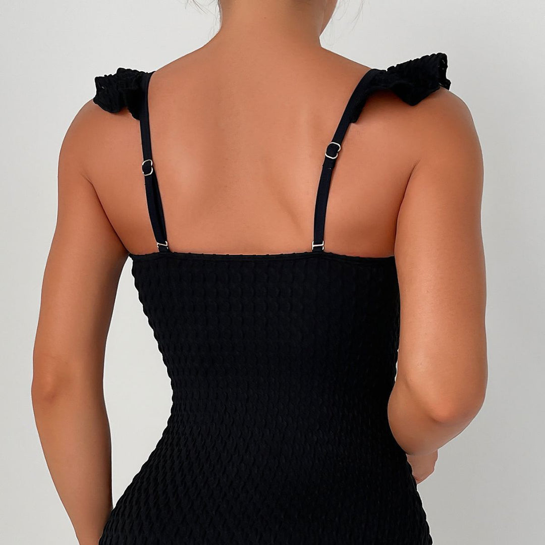 Damen luftiger Badeanzug mit raffinierten Rüschendetails Drune