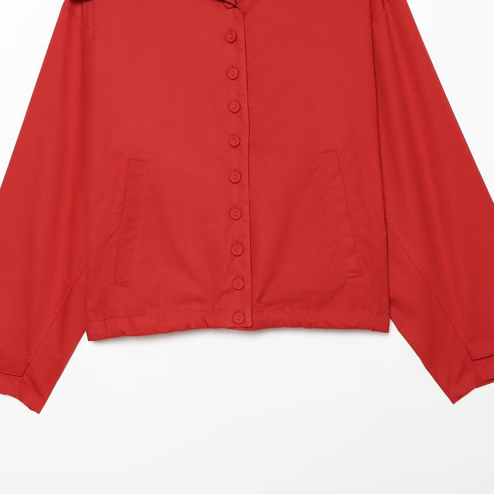 Damen Leichte Hemdjacke mit übergroßem Kragen, durchgehender Knopfleiste und aufgesetzten Taschen Drune