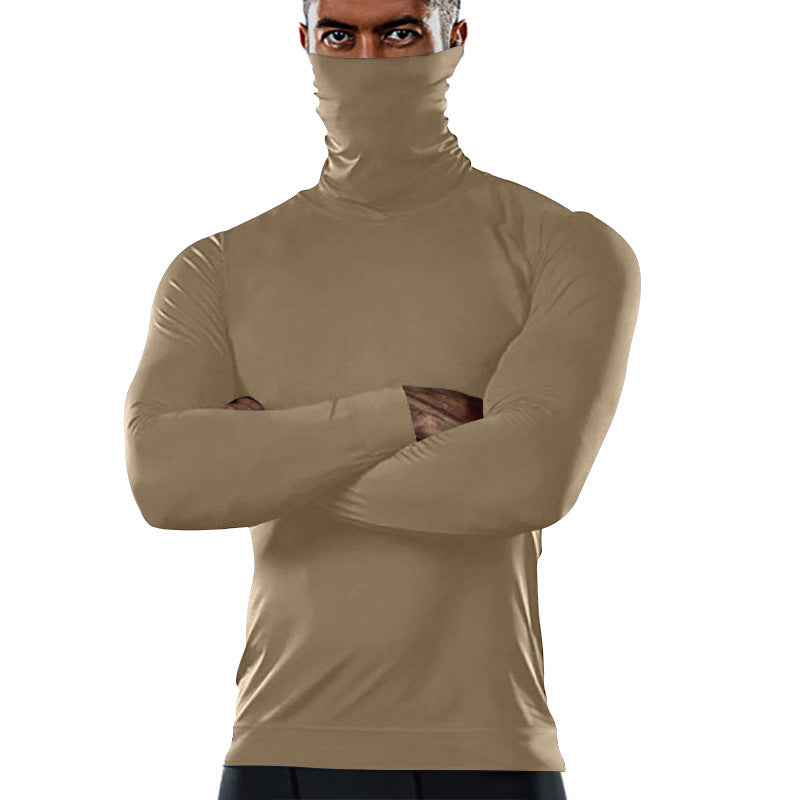 Herren funktionales Langarmshirt mit hohem Kragen und feuchtigkeitsregulierendem Material Drune