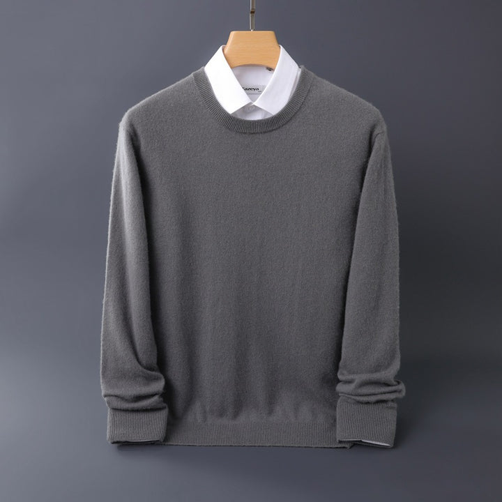Herren Feiner Rundhals-Strickpullover in Kaschmir‑Optik mit gerippten Bündchen Drune