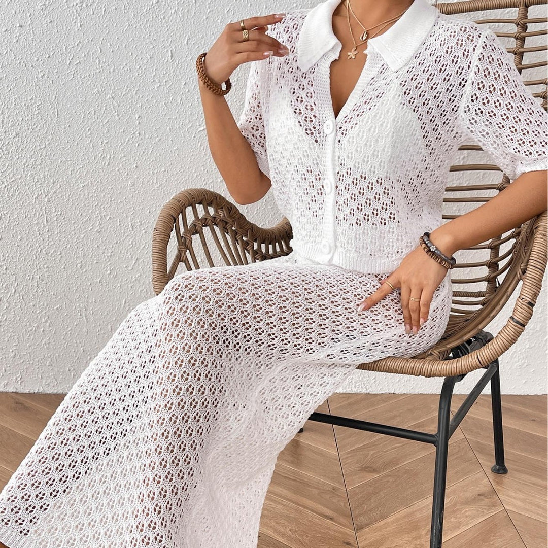 Damen elegantes Häkel-Kimono-Set Drune