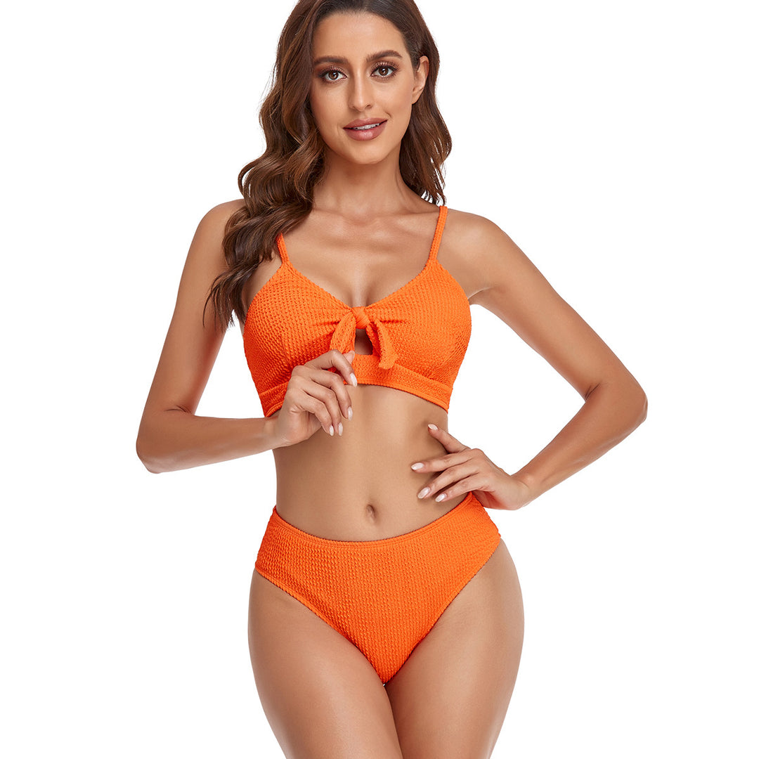 Damen Bikini-Set mit verspieltem Knoten und hoch geschnittenem Unterteil Drune