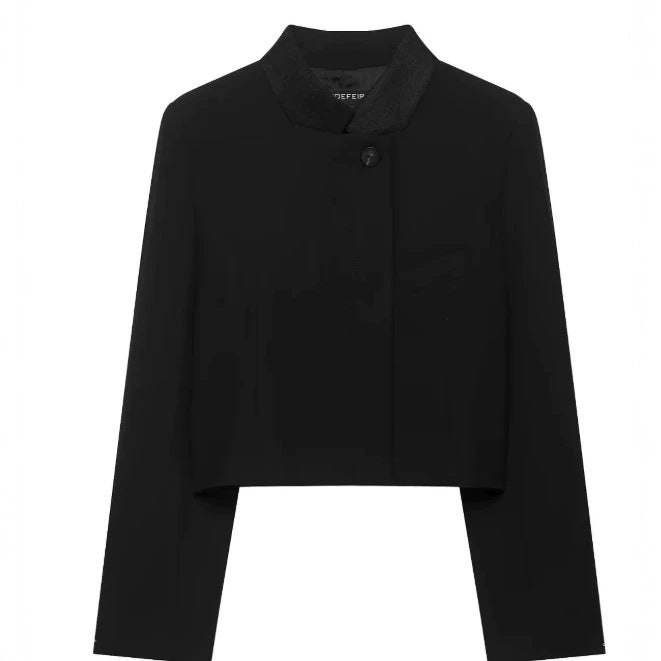 Damen Cropped‑Blazerjacke im minimalistischen Boxy‑Schnitt mit kurzem Stehkragen Drune