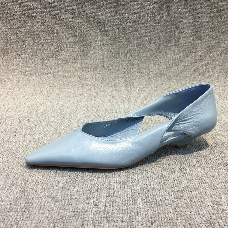 Damen raffinierte spitze Ballerinas mit geschmeidiger Lederoberfläche Drune