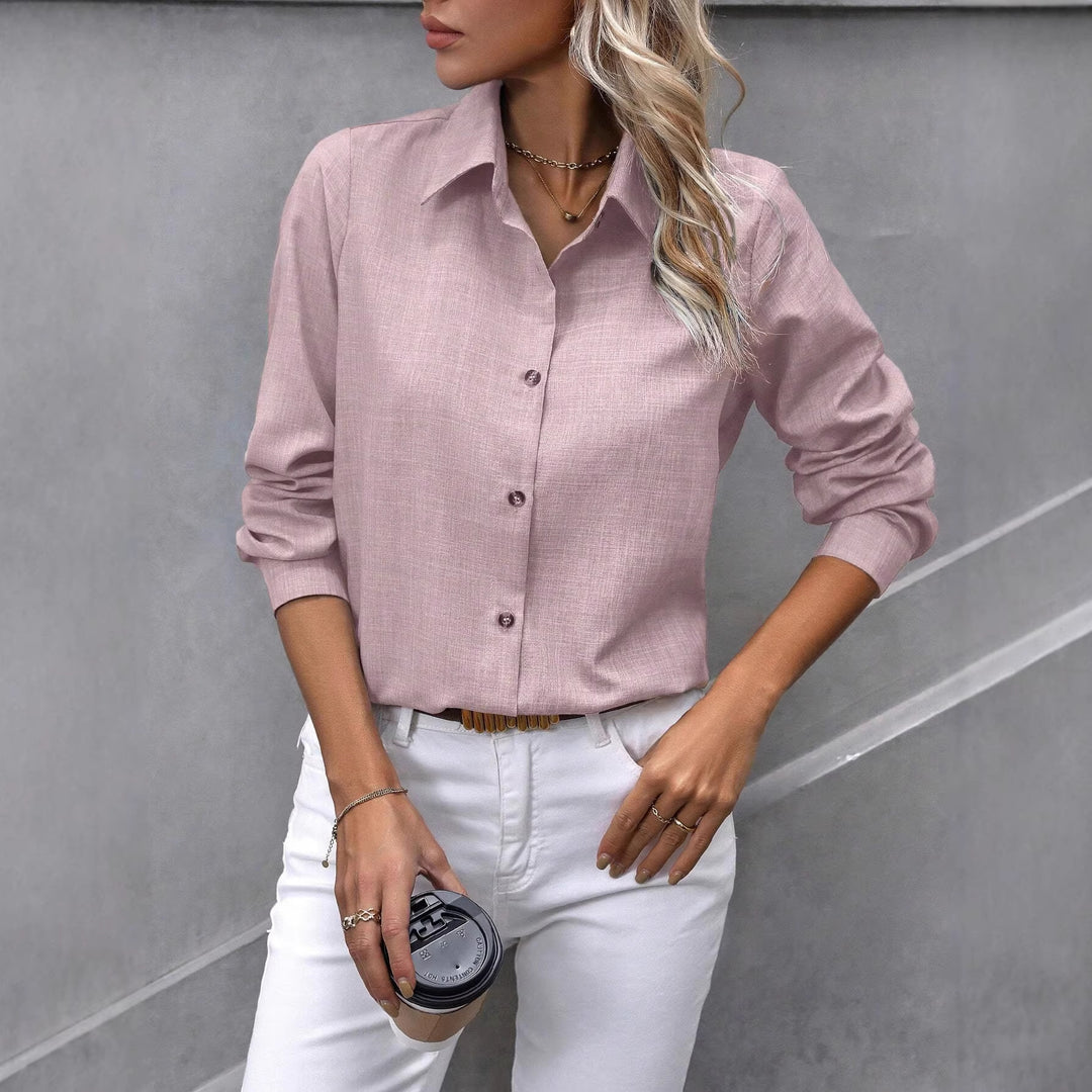 Damen Leichte Hemdbluse aus Leinenoptik mit klassischem Kragen und geradem Schnitt Drune