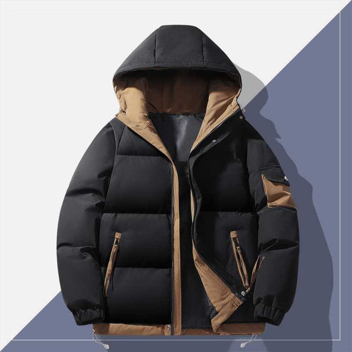 Herren urbaner Steppanorak mit Kapuze, kontrastiertem Futter und Multitaschen Drune