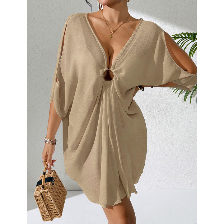 Damen Kaftan mit tiefem V-Ausschnitt und zurückgezogenem Design Drune