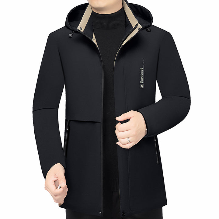 Herren Wattierte Stehkragenjacke mit wasserabweisender Oberfläche und Reißverschlusstaschen Drune