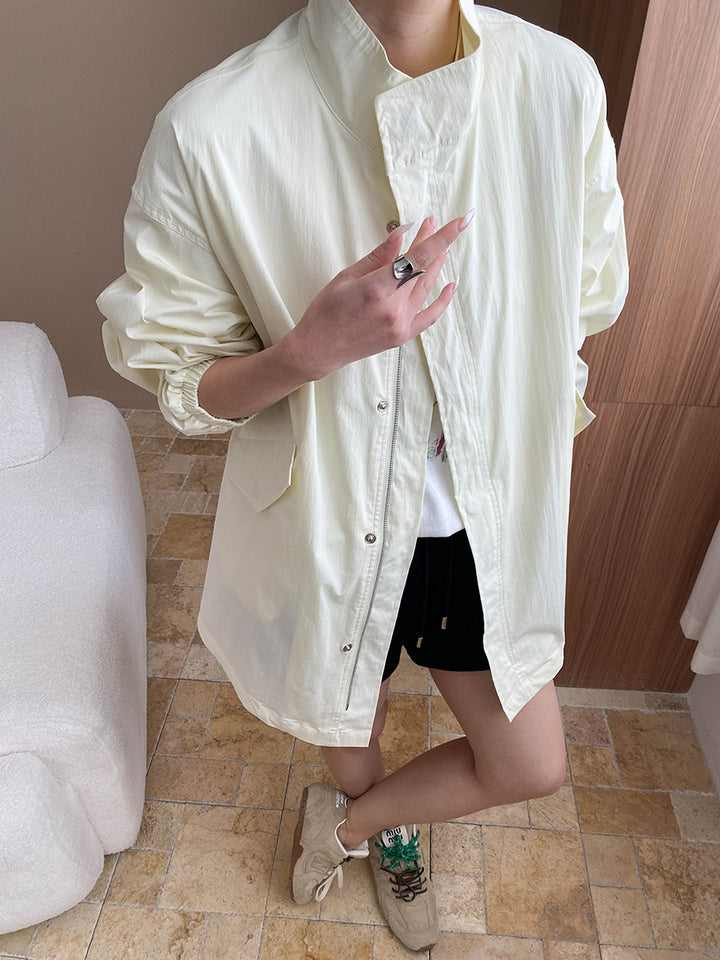 Damen lässige Übergangsjacke mit hohem Kragen und praktischen Taschen Drune