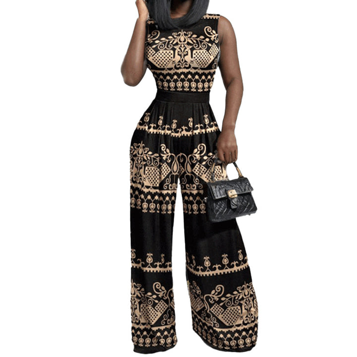 Damen Eleganter Jumpsuit mit weitem Bein und floralem Design Drune