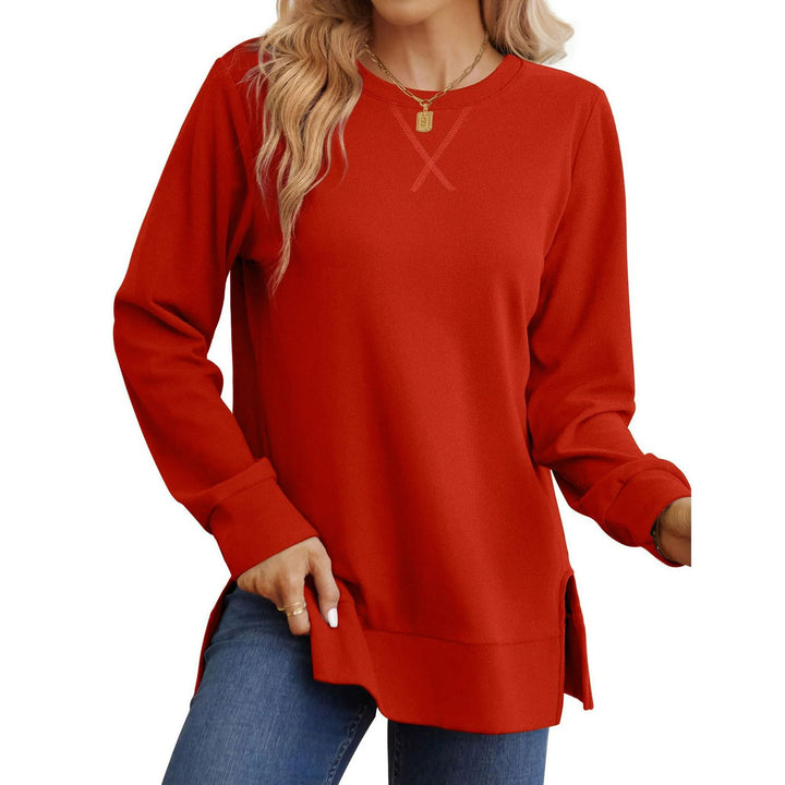 Damen Bequemer Langarm-Sweater mit Seitenschlitzen Drune