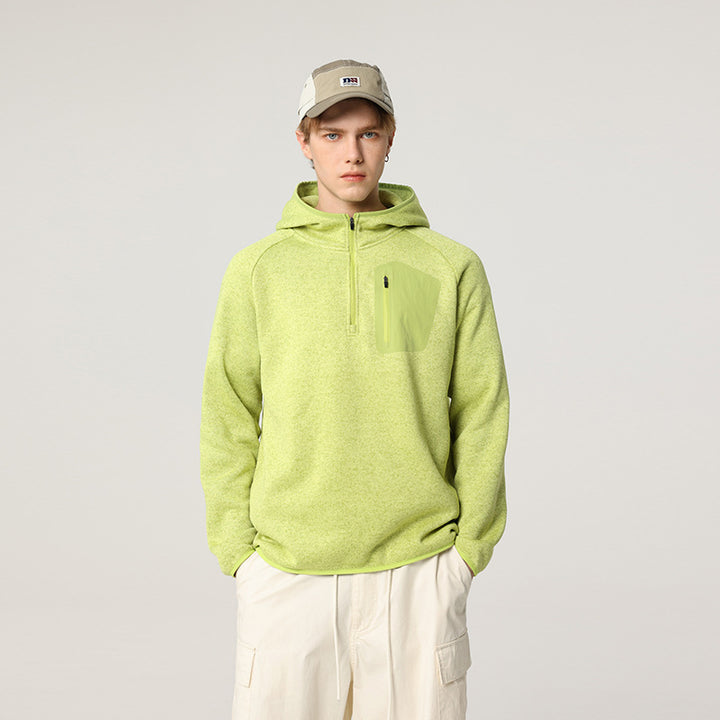 Damen Fleece-Halbzip Kapuzenpullover mit Brust-Zip-Tasche und relaxed Oversize-Schnitt Drune