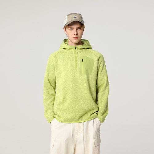 Damen Fleece-Halbzip Kapuzenpullover mit Brust-Zip-Tasche und relaxed Oversize-Schnitt Drune