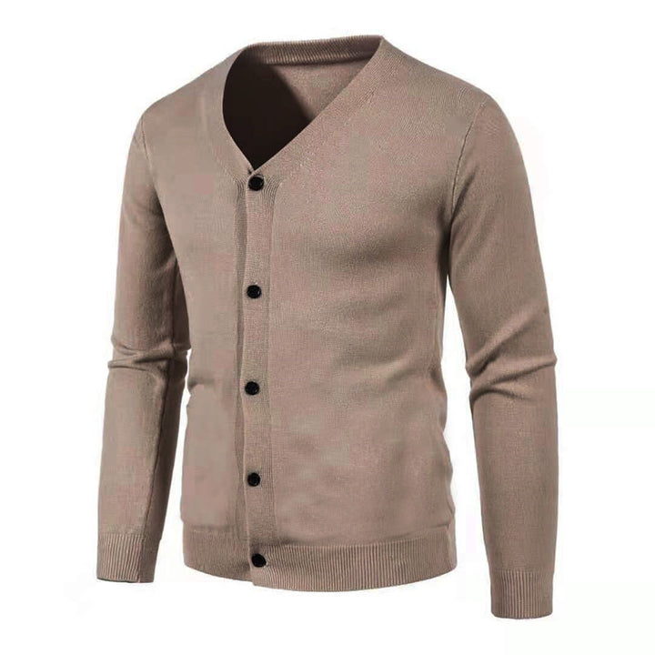 Herren Feinstrick-Cardigan mit V-Ausschnitt, schmaler Passform und Knopfleiste Drune