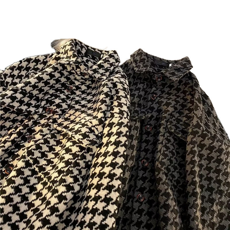 Damen strukturiertes Houndstooth-Hemd Drune