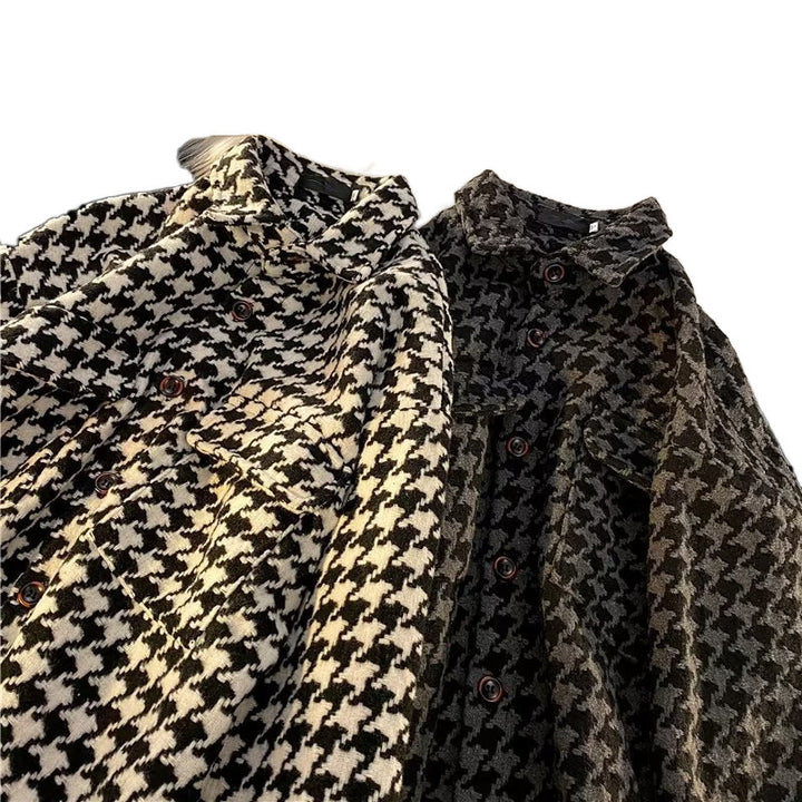 Damen strukturiertes Houndstooth-Hemd Drune