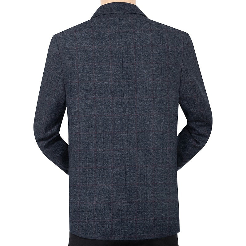 Herren Karierter halbstrukturierter Casual-Blazer aus Wollmix mit aufgesetzten Taschen Drune