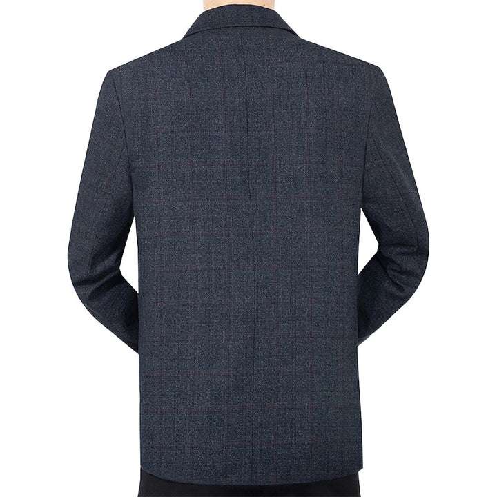 Herren Karierter halbstrukturierter Casual-Blazer aus Wollmix mit aufgesetzten Taschen Drune