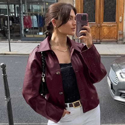 Damen Kunstlederjacke im modischen Oversized-Schnitt Drune