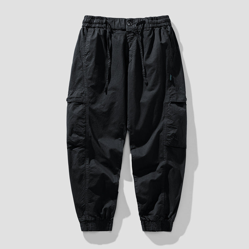 Herren Elastische Cargo-Jogginghose mit Tunnelzug, Knieabnähern und Multifachtaschen Drune