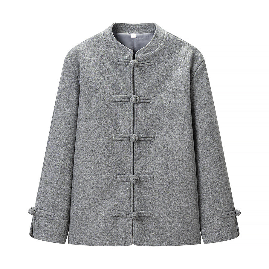 Damen Boxy Wollmix-Kurzjacke mit Knebelverschlüssen und Stehkragen Drune