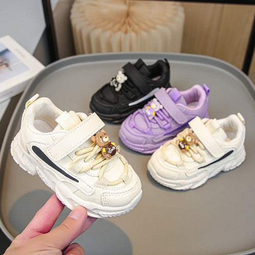 Damen Sportliche Kinder Sneakers mit praktischem Klettverschluss und tierischen Applikationen Drune