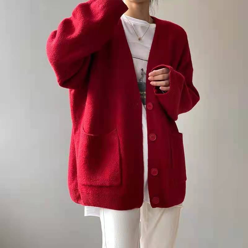 Damen Übergroßer Strickcardigan mit Taschen Drune