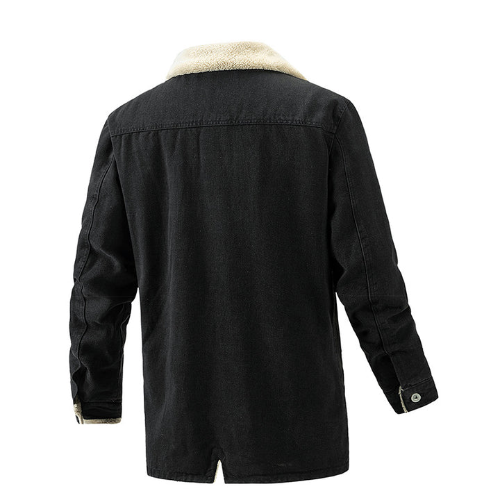 Herren Wattierte Denimjacke mit Sherpa-Futter und verlängertem Outdoor-Schnitt Drune