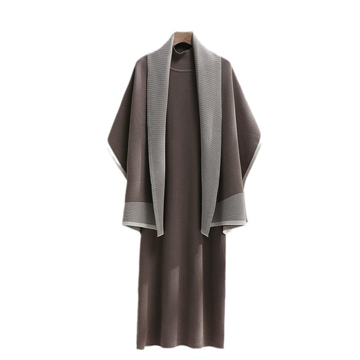 Damen Strickkleid mit drapierter Strickjacke Drune