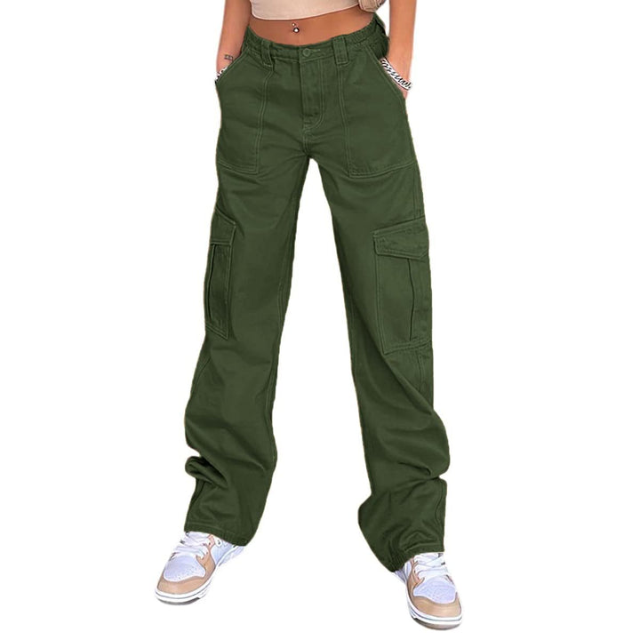 Damen Bequeme Cargo-Hose mit Funktionalen Seitentaschen Drune