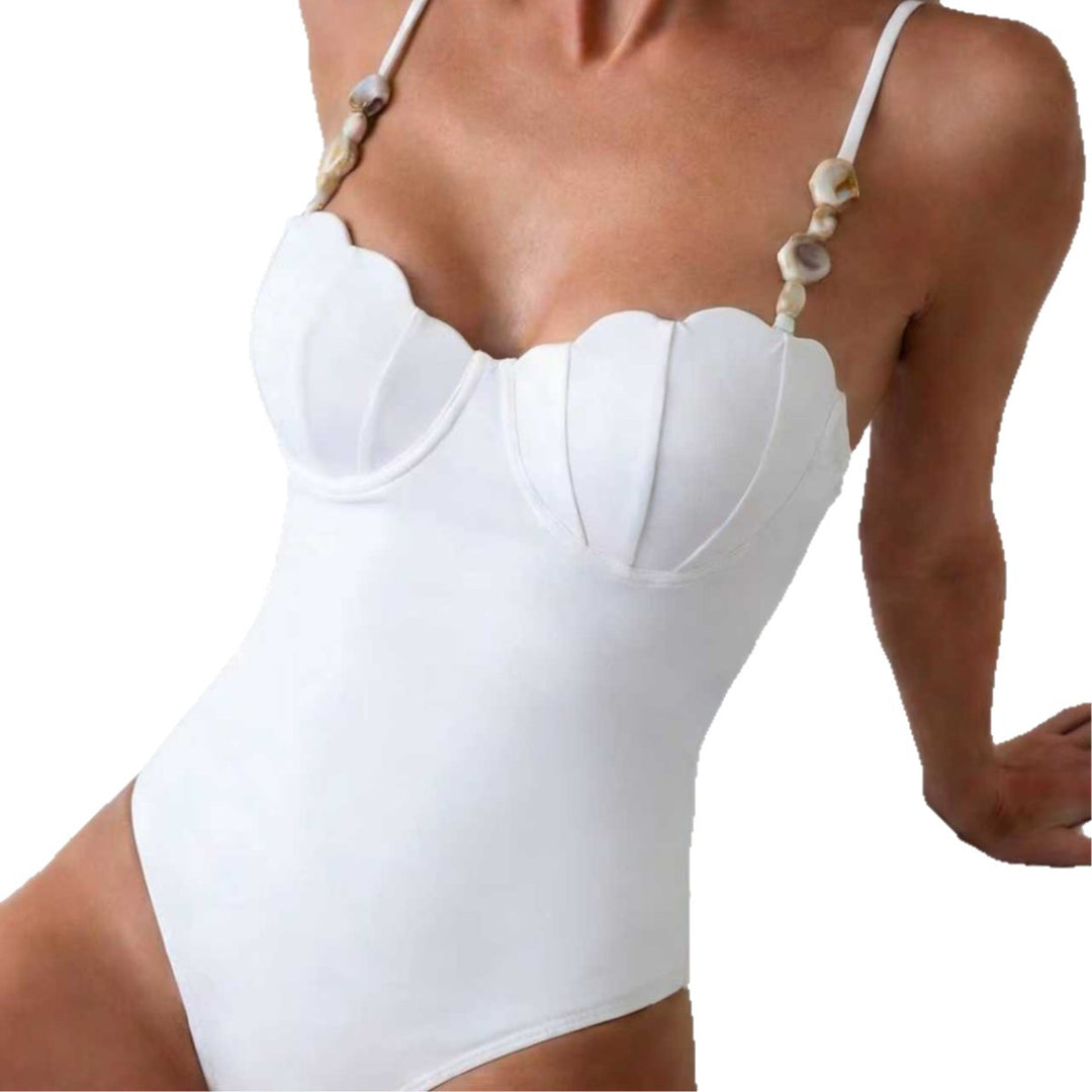 Damen Eleganter Bademode-Einteiler mit romantischen Muscheldetails Drune