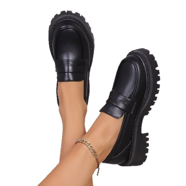 Damen klobige Loafer mit grober Profilsohle und Plateauabsatz Drune