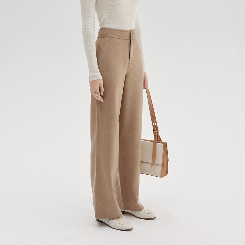 Damen Hochtaillierte Wollmix-Palazzohose mit geradem Fall und verdecktem Hakenverschluss Drune