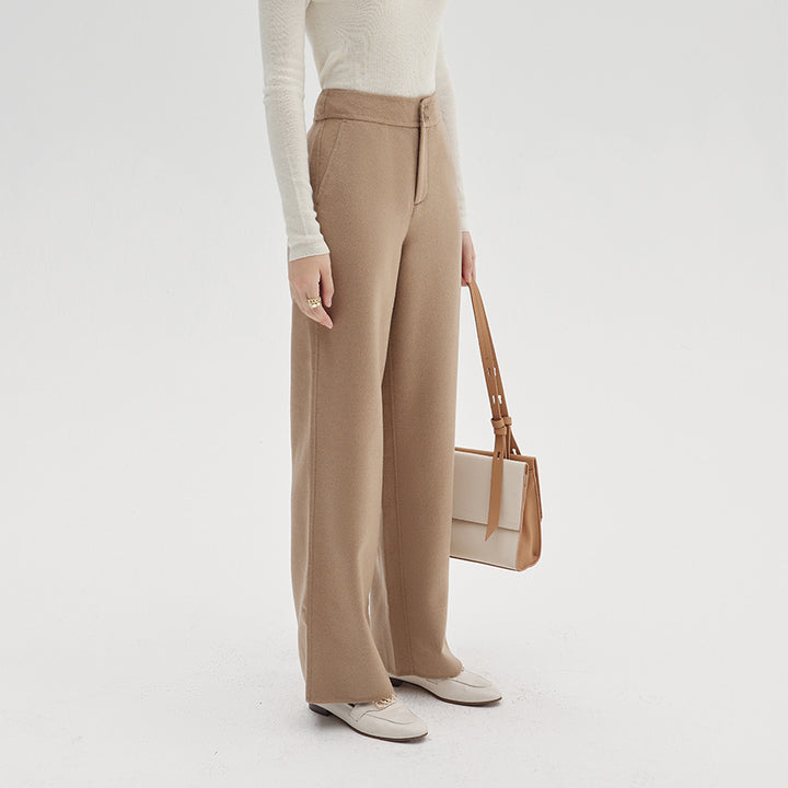 Damen Hochtaillierte Wollmix-Palazzohose mit geradem Fall und verdecktem Hakenverschluss Drune