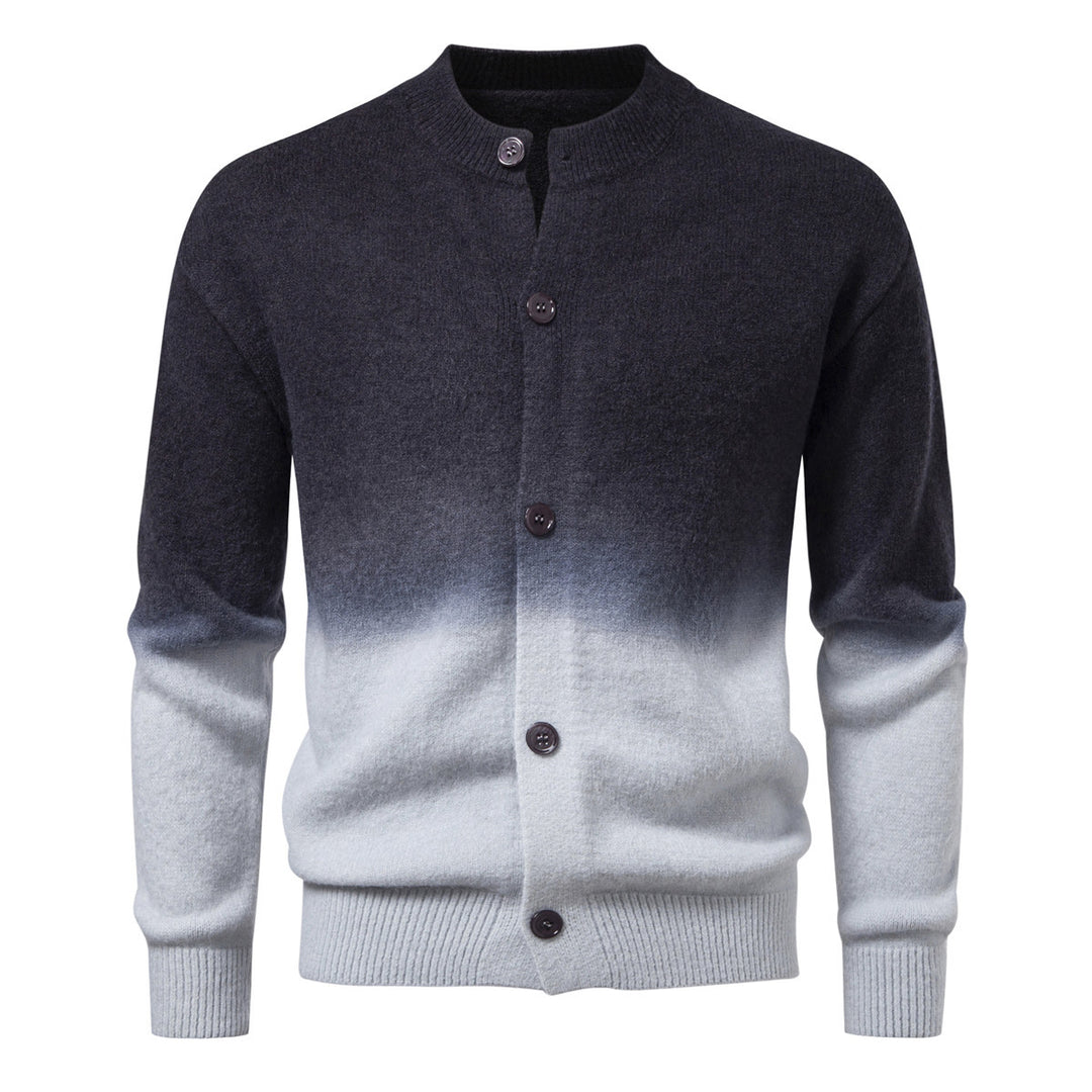 Herren Feiner Button-Cardigan mit Ombre-Farbverlauf und Stehkragen Drune