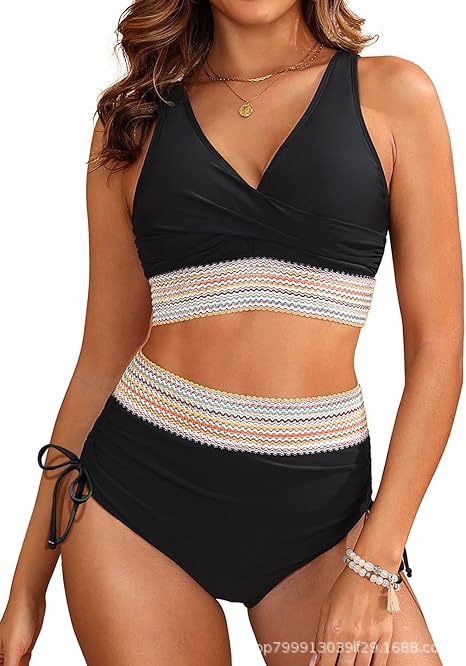 Damen Bikini-Set mit Wickeloberteil und verstellbarem Bund Drune
