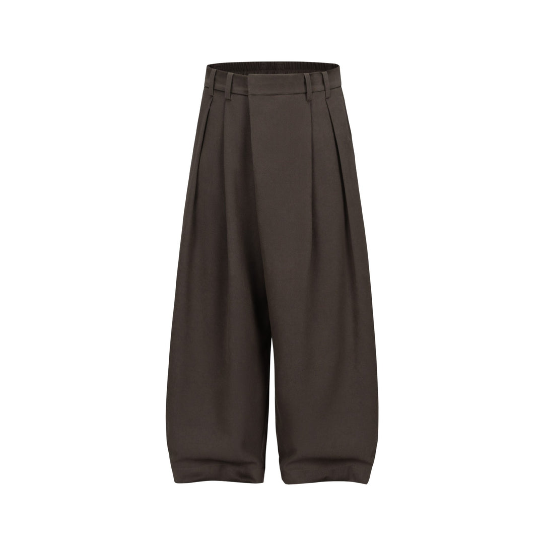 Damen Weite Plissee-Hose mit hoher Taille und elastischem Rückbund Drune