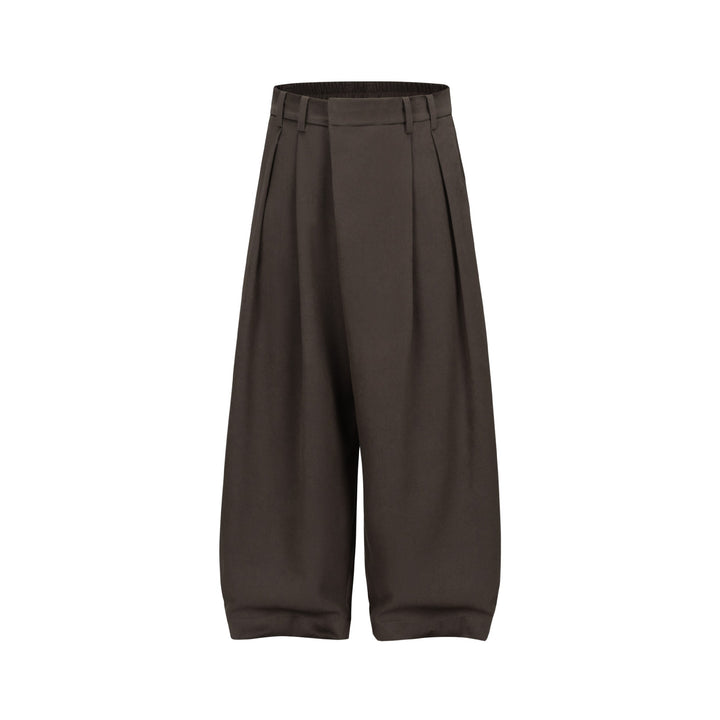 Damen Weite Plissee-Hose mit hoher Taille und elastischem Rückbund Drune