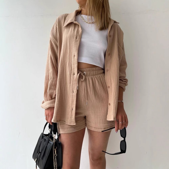 Damen luftige Baumwollbluse mit lockerer Passform Drune