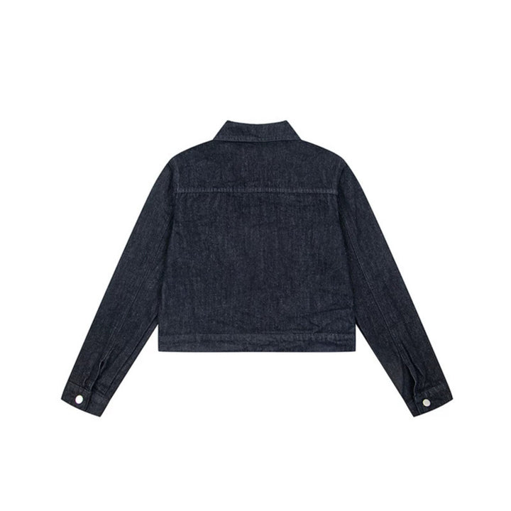 Damen Kurz geschnittene Jeansjacke mit Stern‑Applikationen und Cartoon‑Stickereien Drune