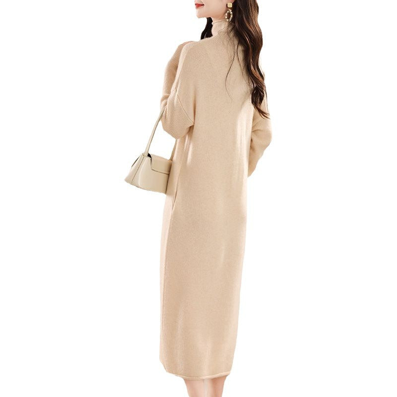 Damen Strickkleid mit hohem Kragen Drune
