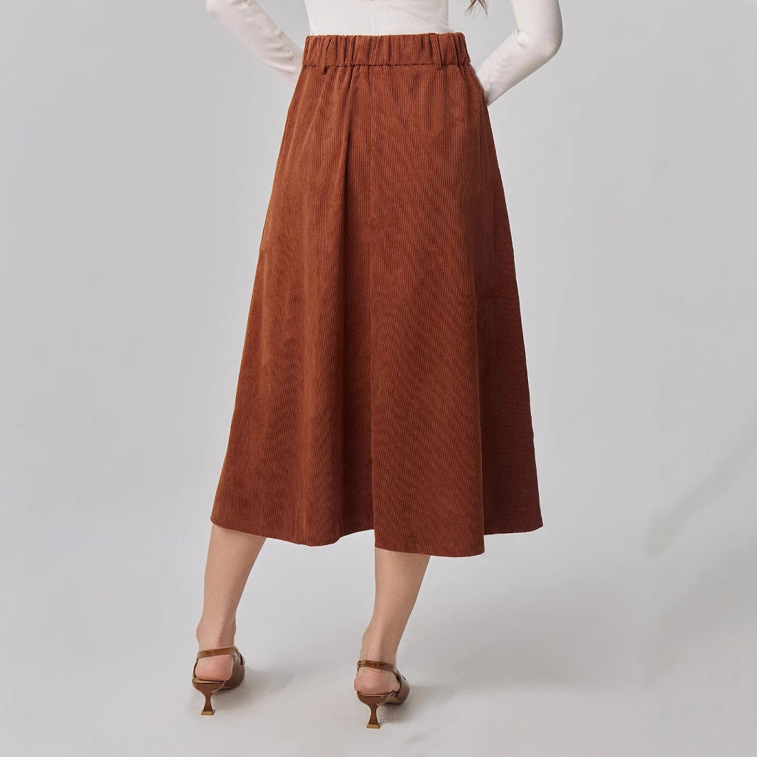 Damen Midi-Rock im eleganten A-Linien-Schnitt mit dekorativen Knopfdetails Drune