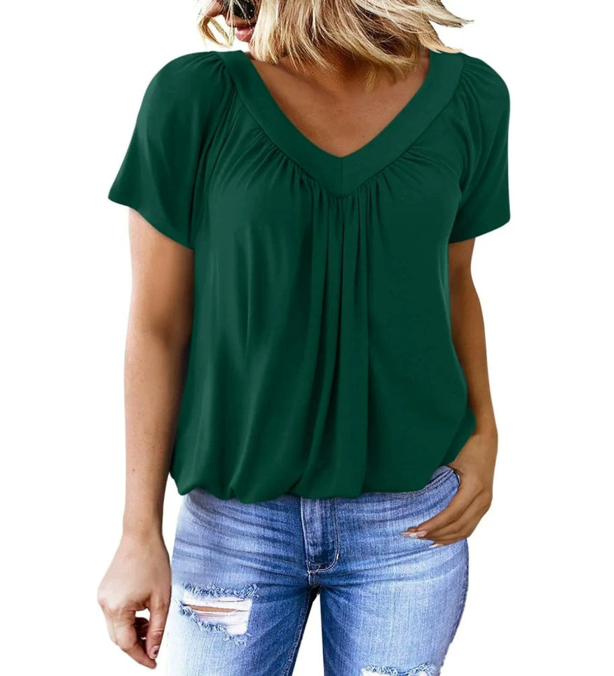 Damen V-Ausschnitt Bluse mit weichem Fall und modischem Schnitt Drune