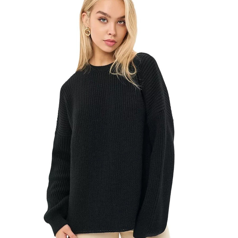 Damen Grobstrickpullover mit lockerer Passform und strukturiertem Design Drune
