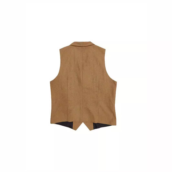 Herren Vintage-inspirierte Tweed-Weste mit Reverskragen, Paspeltaschen und Slim-Fit Drune