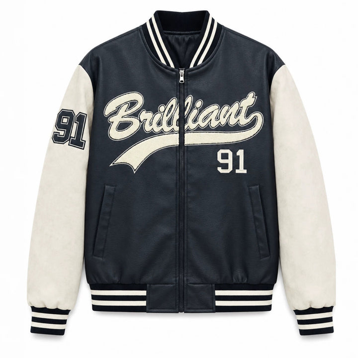 Herren Varsity-Bomberjacke im Letterman‑Stil mit Chenille‑Applikationen Drune