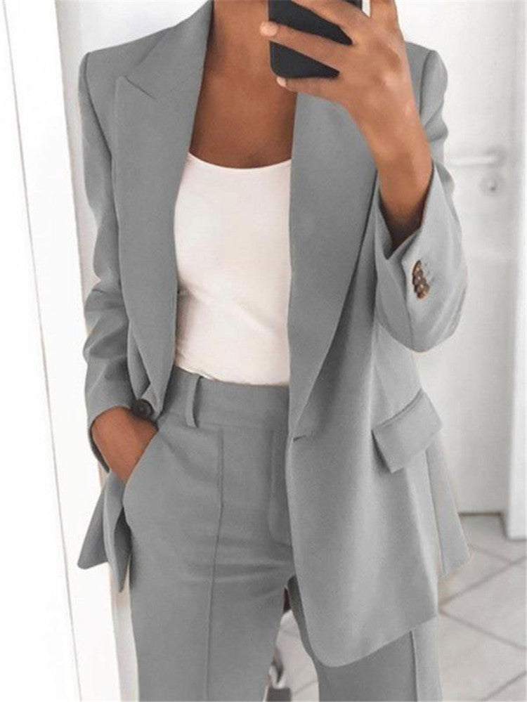 Damen nan Business-Blazer-Set mit strukturierter Oversize-Silhouette, Reverskragen und Bundfaltenhose Drune