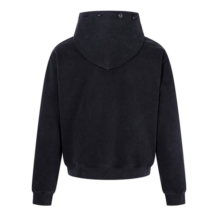 Herren Kapuzen-Zipjacke mit dekorischer Knopfreihe, vintage-inspirierter Waschung und elastischem Saum Drune